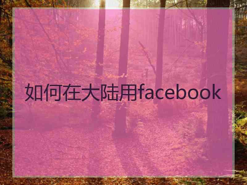 如何在大陆用facebook